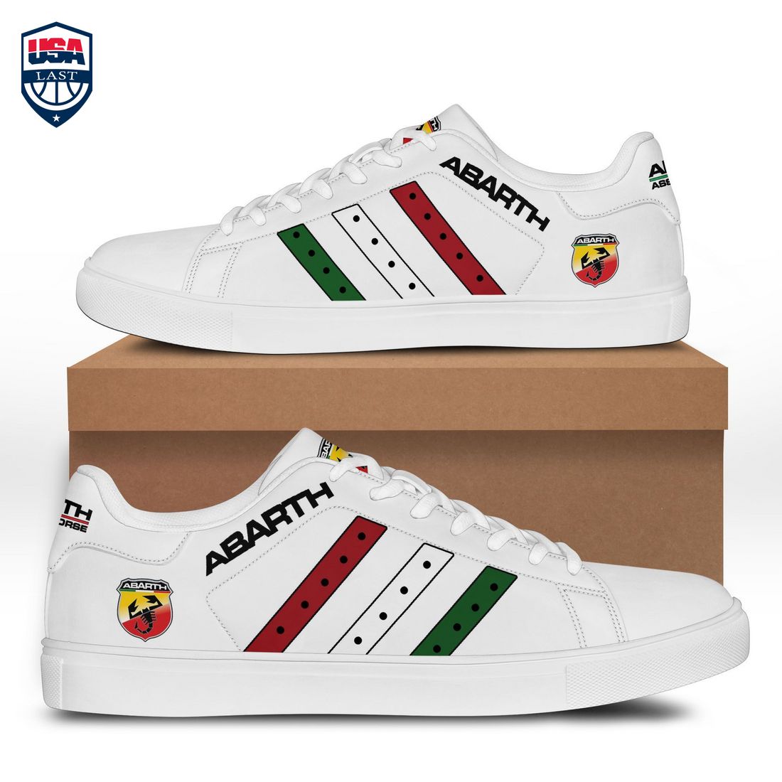 Abarth Red White Green Stripes Style 2 Stan Smith Low Top Shoes – Saleoff
