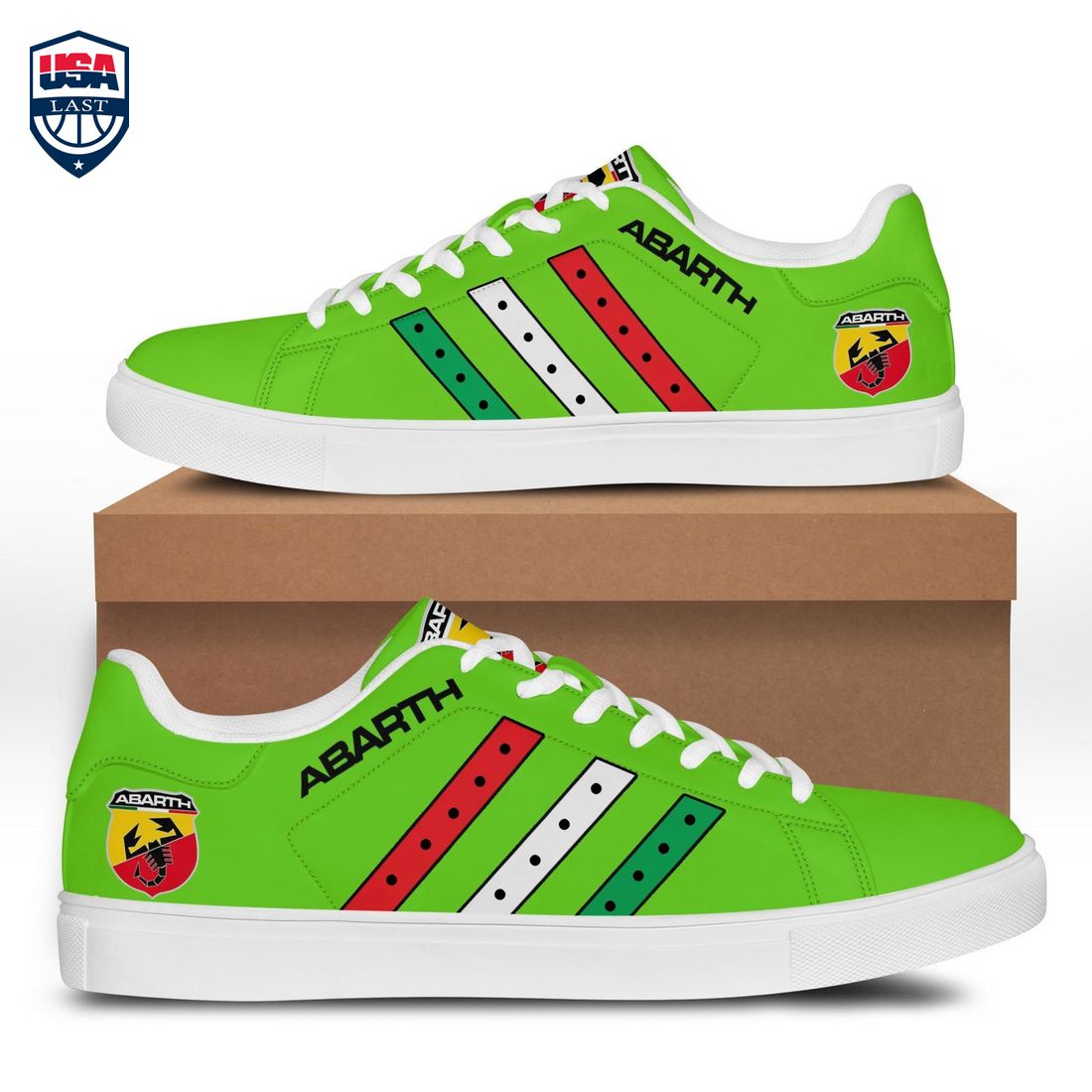 Abarth Red White Green Stripes Style 3 Stan Smith Low Top Shoes – Saleoff