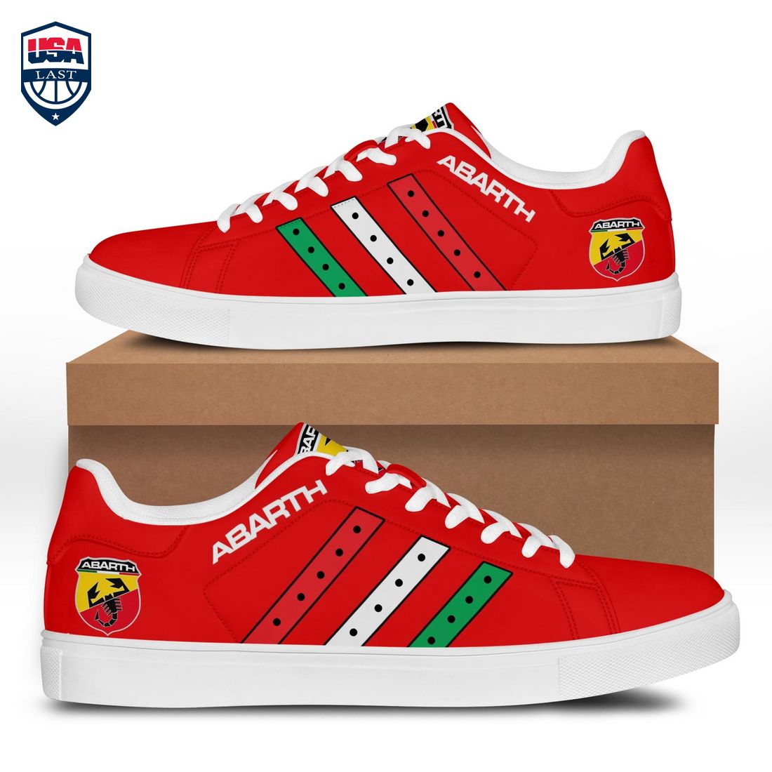Abarth Red White Green Stripes Style 4 Stan Smith Low Top Shoes – Saleoff