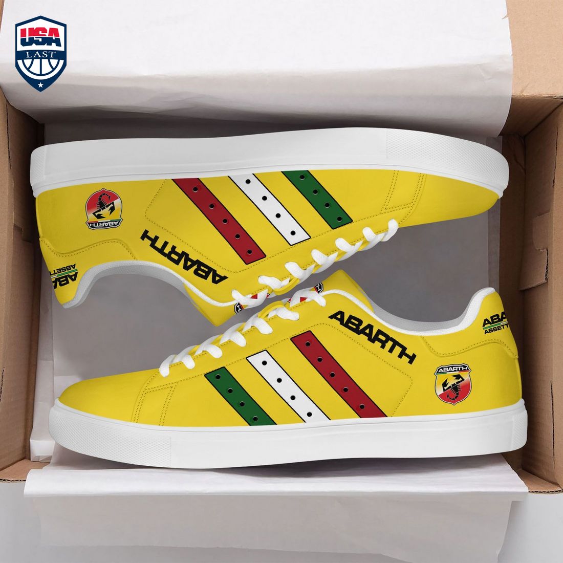 Abarth Red White Green Stripes Style 5 Stan Smith Low Top Shoes – Saleoff