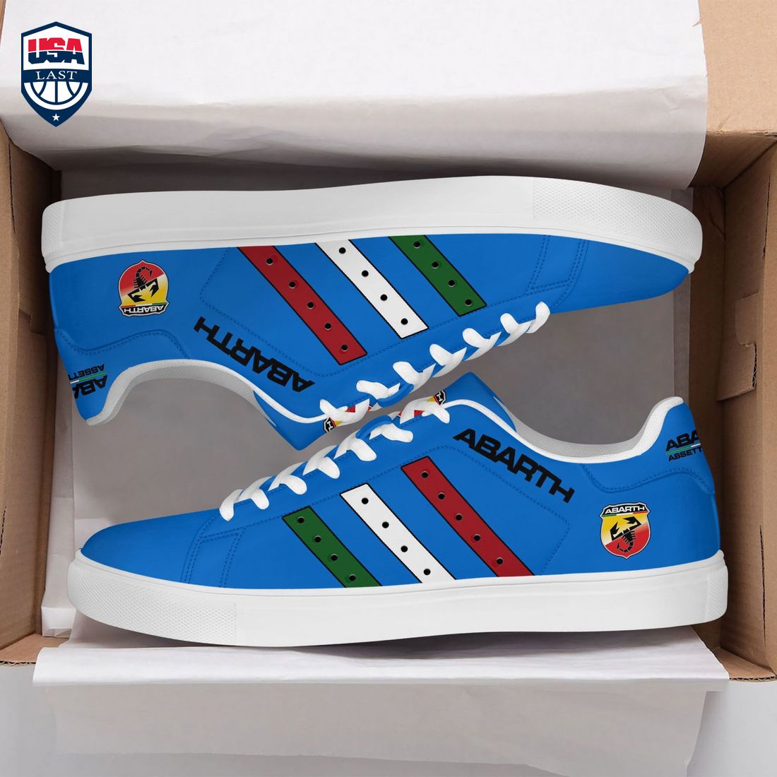 Abarth Red White Green Stripes Style 6 Stan Smith Low Top Shoes – Saleoff