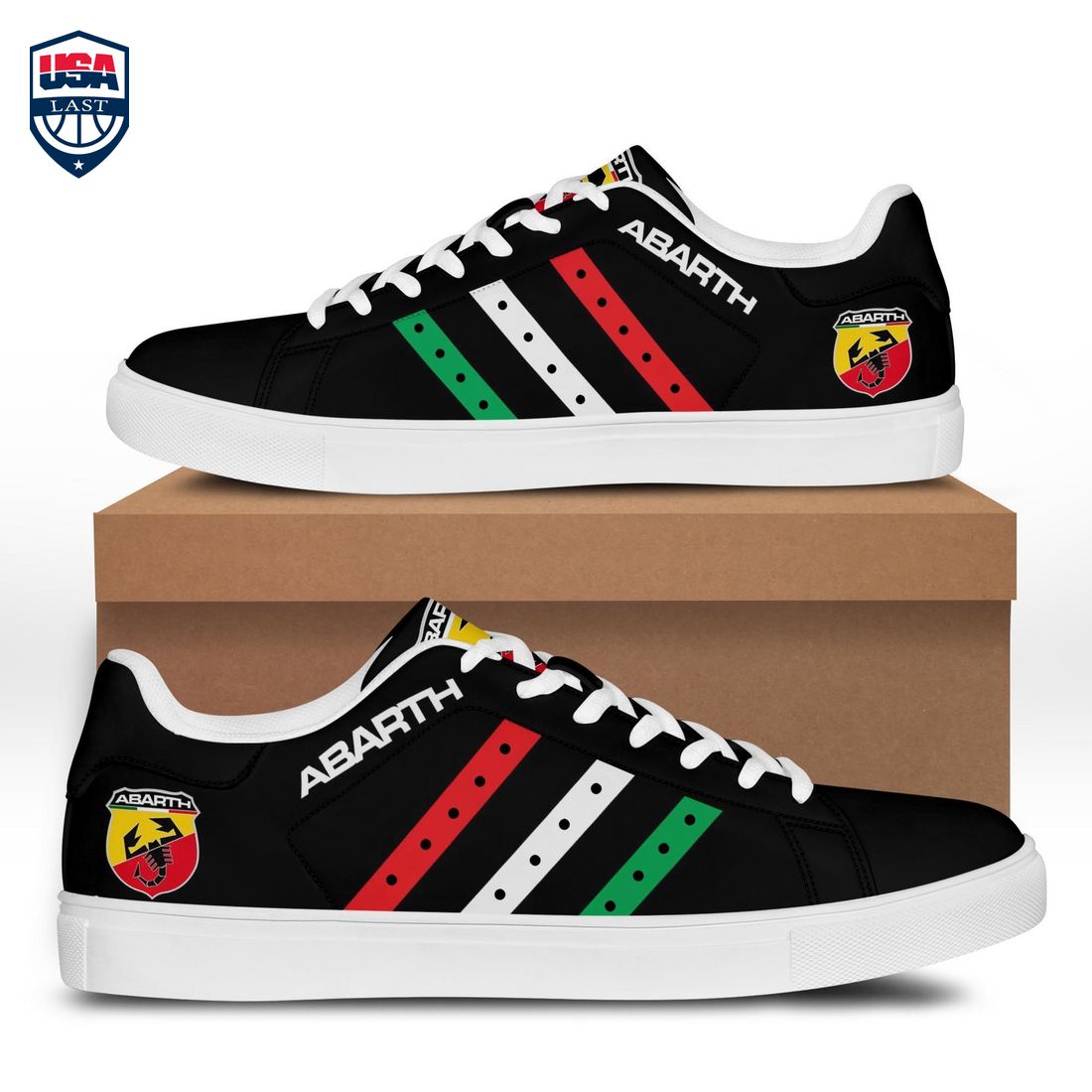 Abarth Red White Green Stripes Style 7 Stan Smith Low Top Shoes – Saleoff