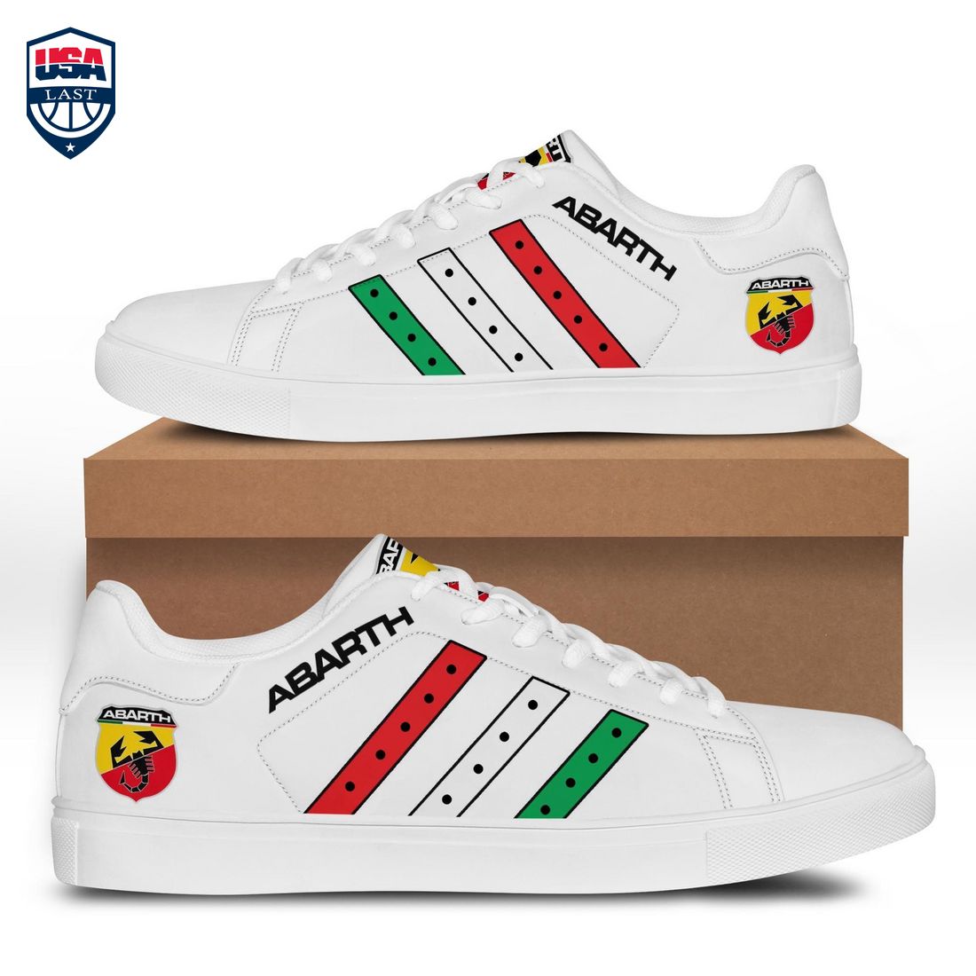 Abarth Red White Green Stripes Style 8 Stan Smith Low Top Shoes – Saleoff