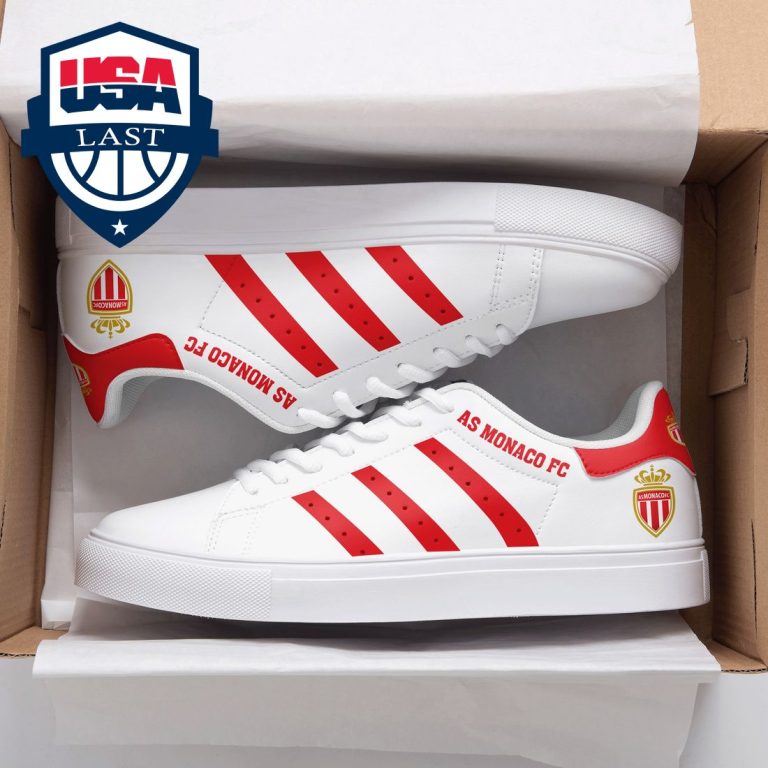 AS Monaco FC Red Stripes Stan Smith Low Top Shoes - Eye soothing picture dear