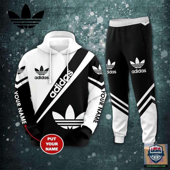 Adidas Black White Sport Personalized Hoodie Jogger Pants 29 – Usalast