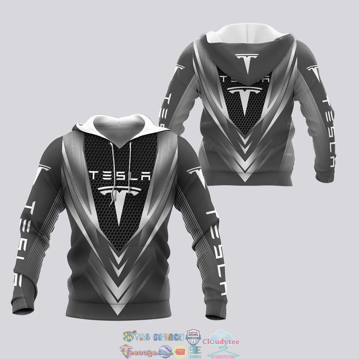 Tesla Black 3D hoodie and t-shirt- Saleoff