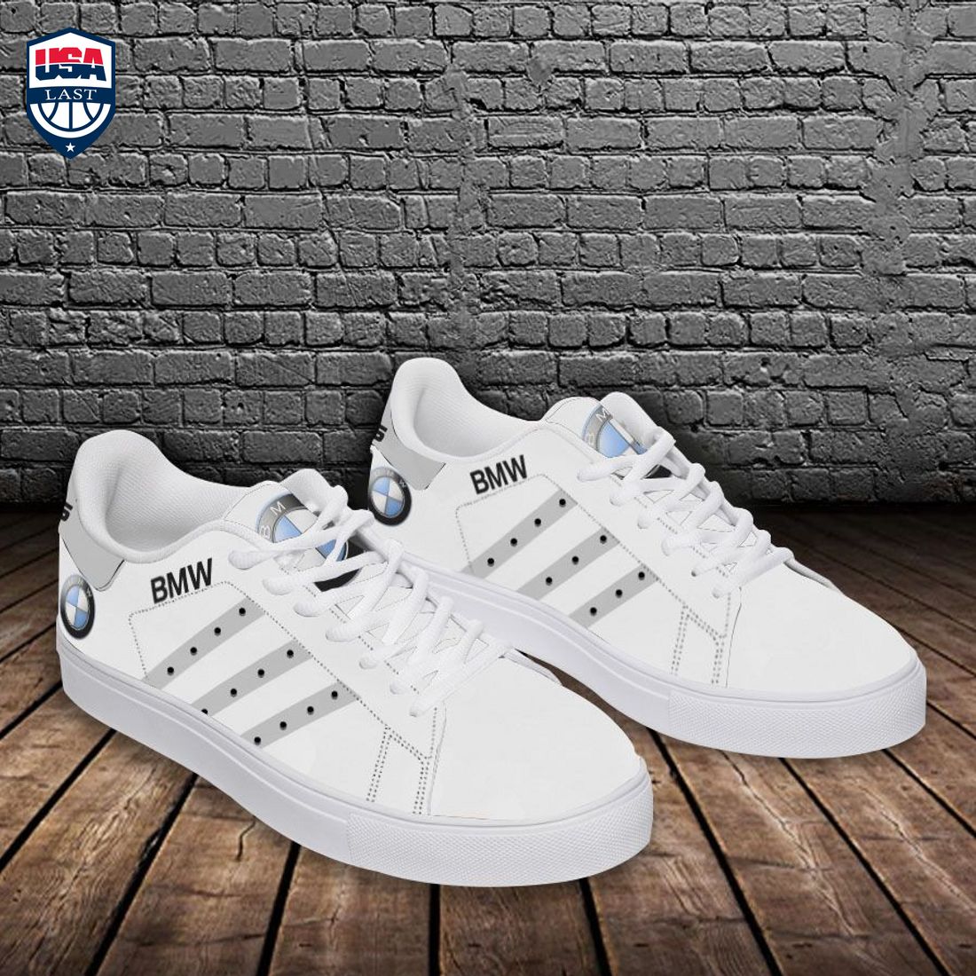 BMW Grey Stripes Stan Smith Low Top Shoes – Saleoff