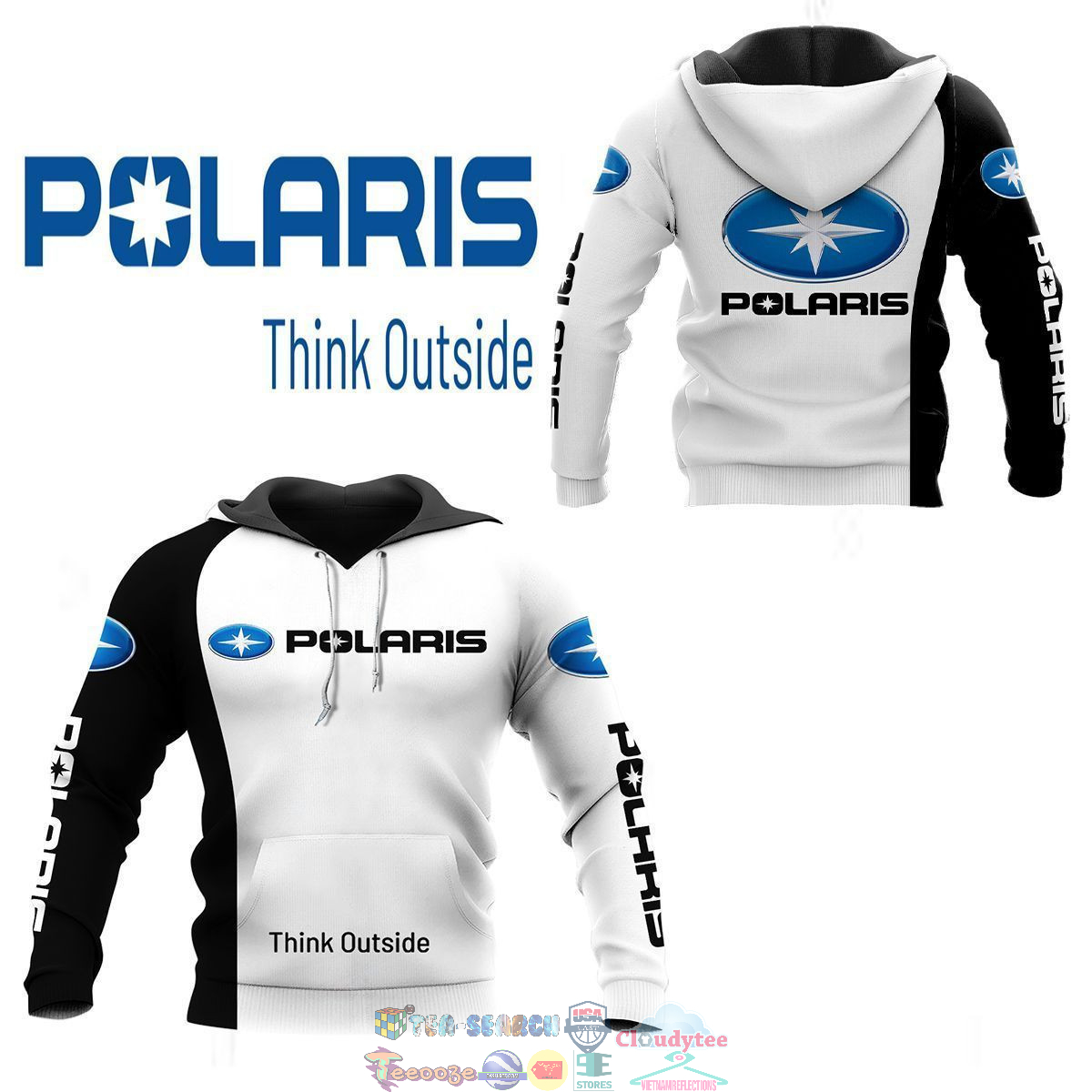 Polaris Think Outside White 3D hoodie and t-shirt – Saleoff