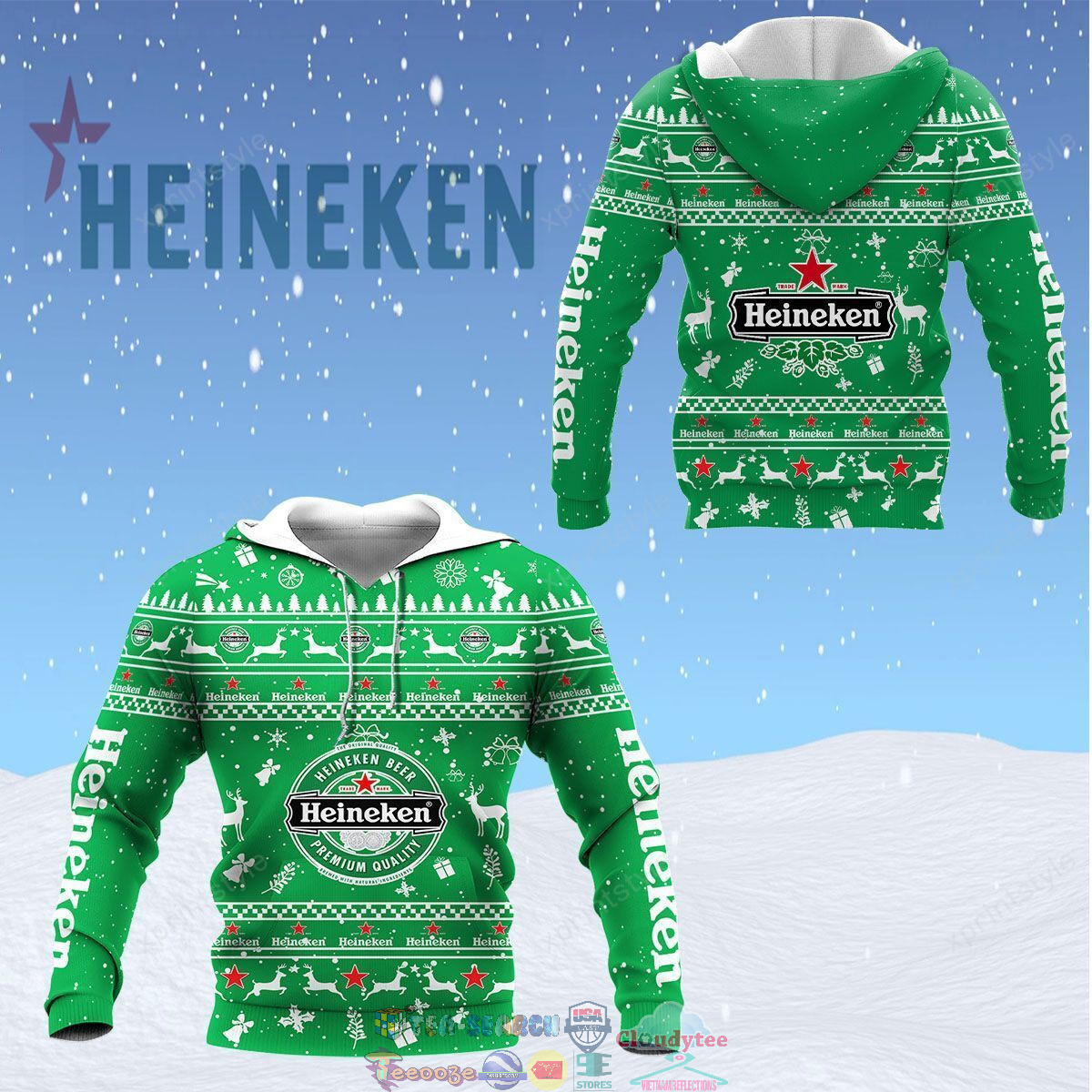 Heineken Christmas Green 3D hoodie and t-shirt – Saleoff