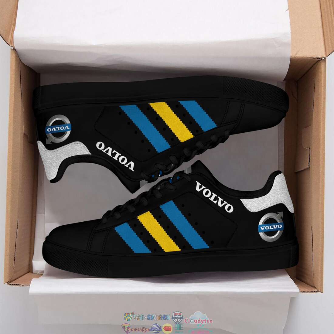 Volvo Blue Yellow Stripes Style 1 Stan Smith Low Top Shoes – Saleoff