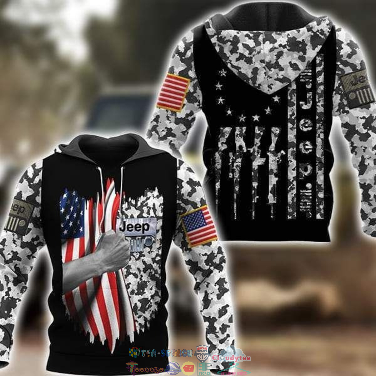 Jeep American Flag Camo 3D hoodie and t-shirt – Saleoff