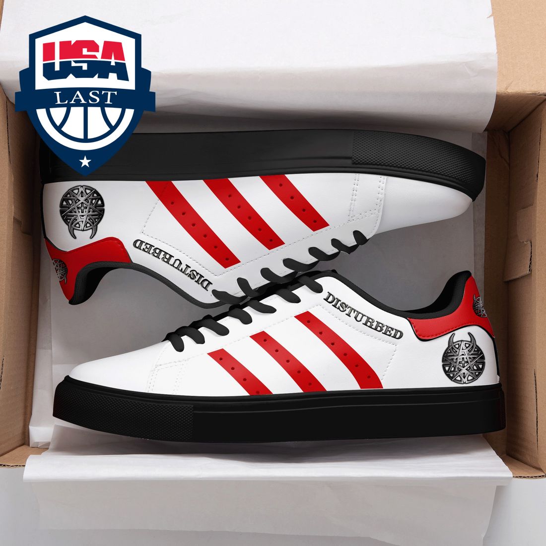 Disturbed Red Stripes Stan Smith Low Top Shoes – Saleoff
