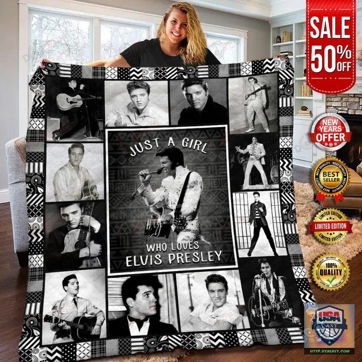 Just A Girl Who Loves Elvis Presley Black Version Quilt Blanket – Usalast
