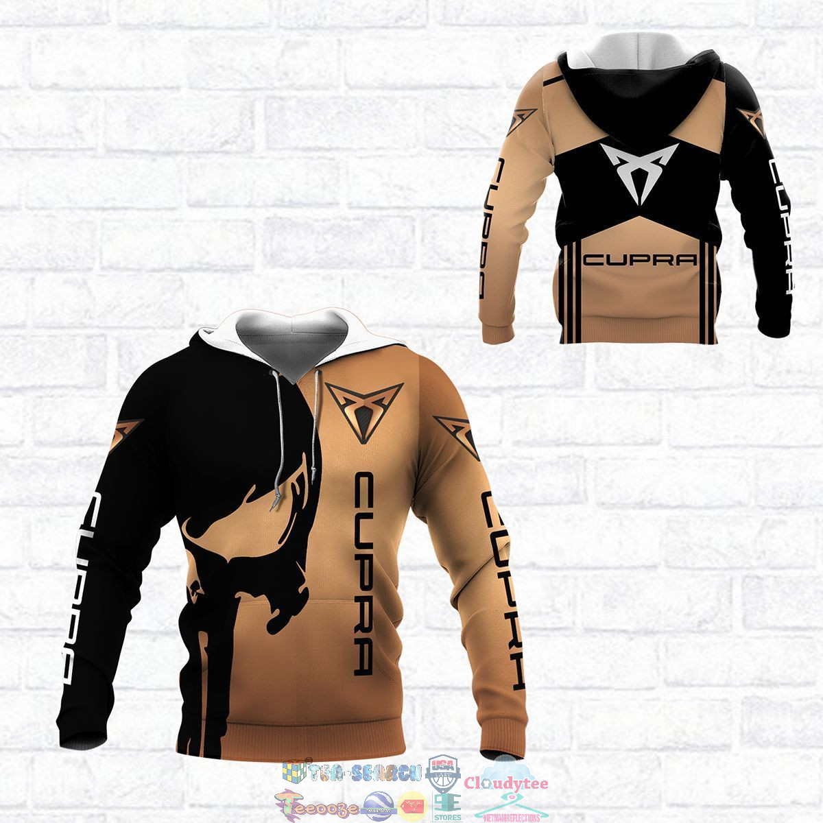 Cupra Skull Brown 3D hoodie and t-shirt- Saleoff