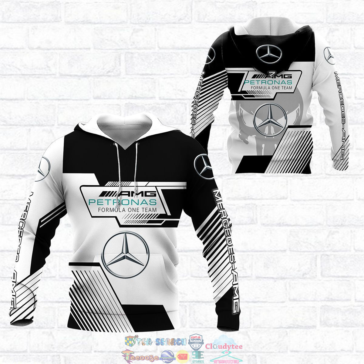 Mercedes AMG Petronas F1 Team Skull ver 2 3D hoodie and t-shirt – Saleoff
