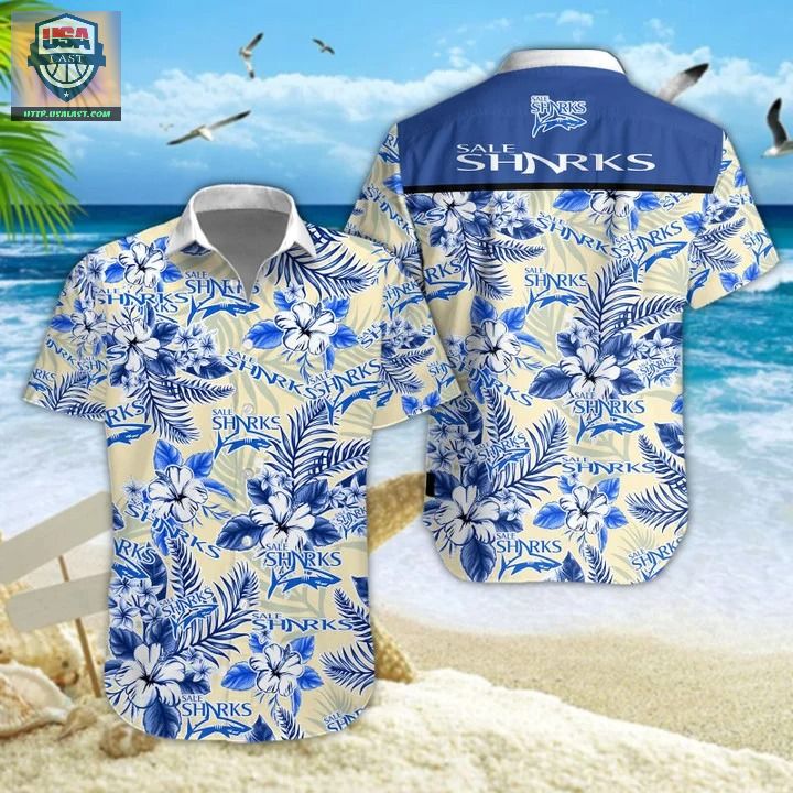 Sale Sharks Tropical Flower Hawaiian Shirt – Usalast