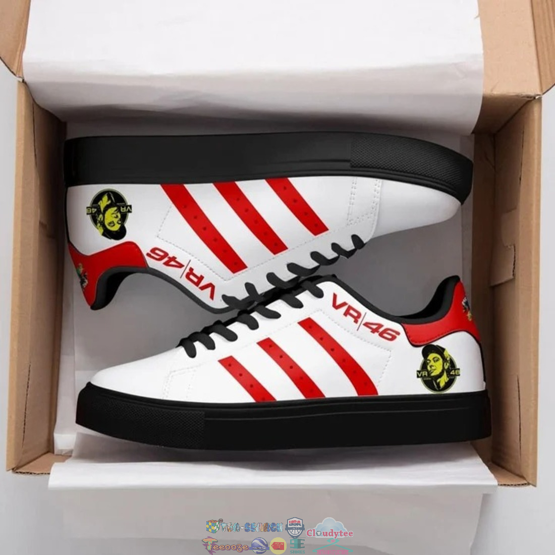 VR46 Red Stripes Stan Smith Low Top Shoes – Saleoff