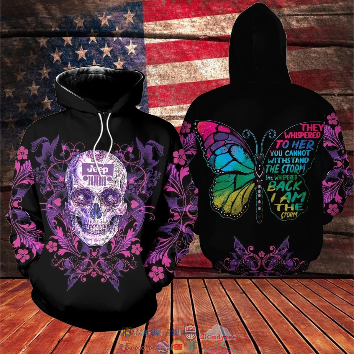 Jeep Skull Butterfly They Whispered To Her 3D hoodie and t-shirt – Saleoff