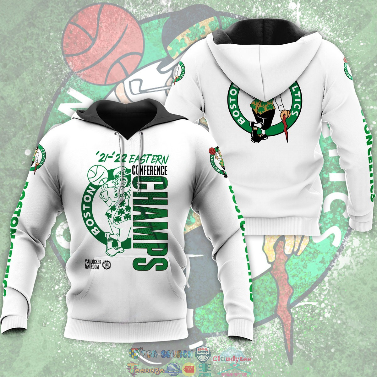21-22 Eastern Conferrence Champs Boston Celtics White 3D hoodie and t-shirt – Saleoff