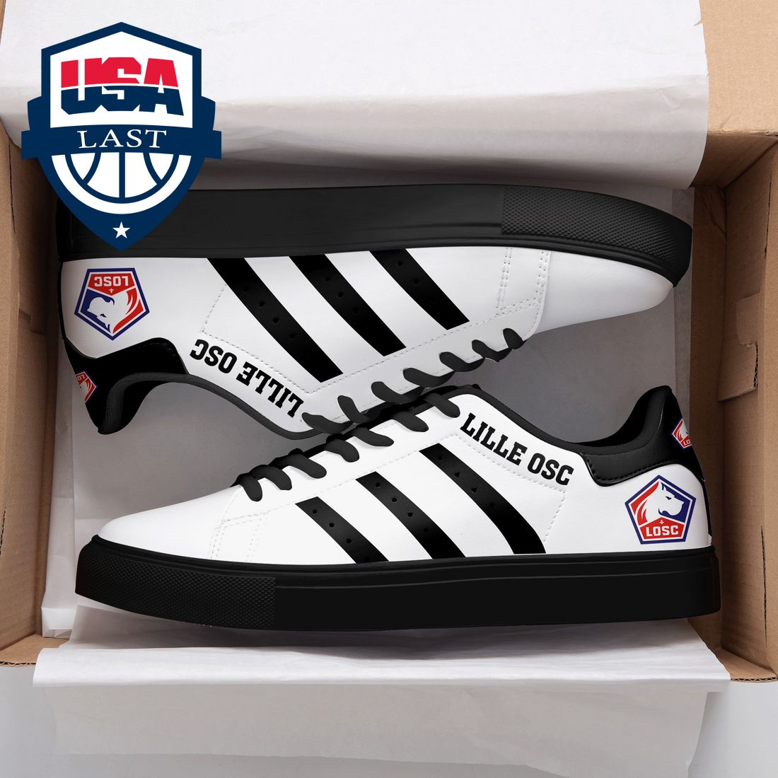 Lille OSC Black Stripes Stan Smith Low Top Shoes – Saleoff