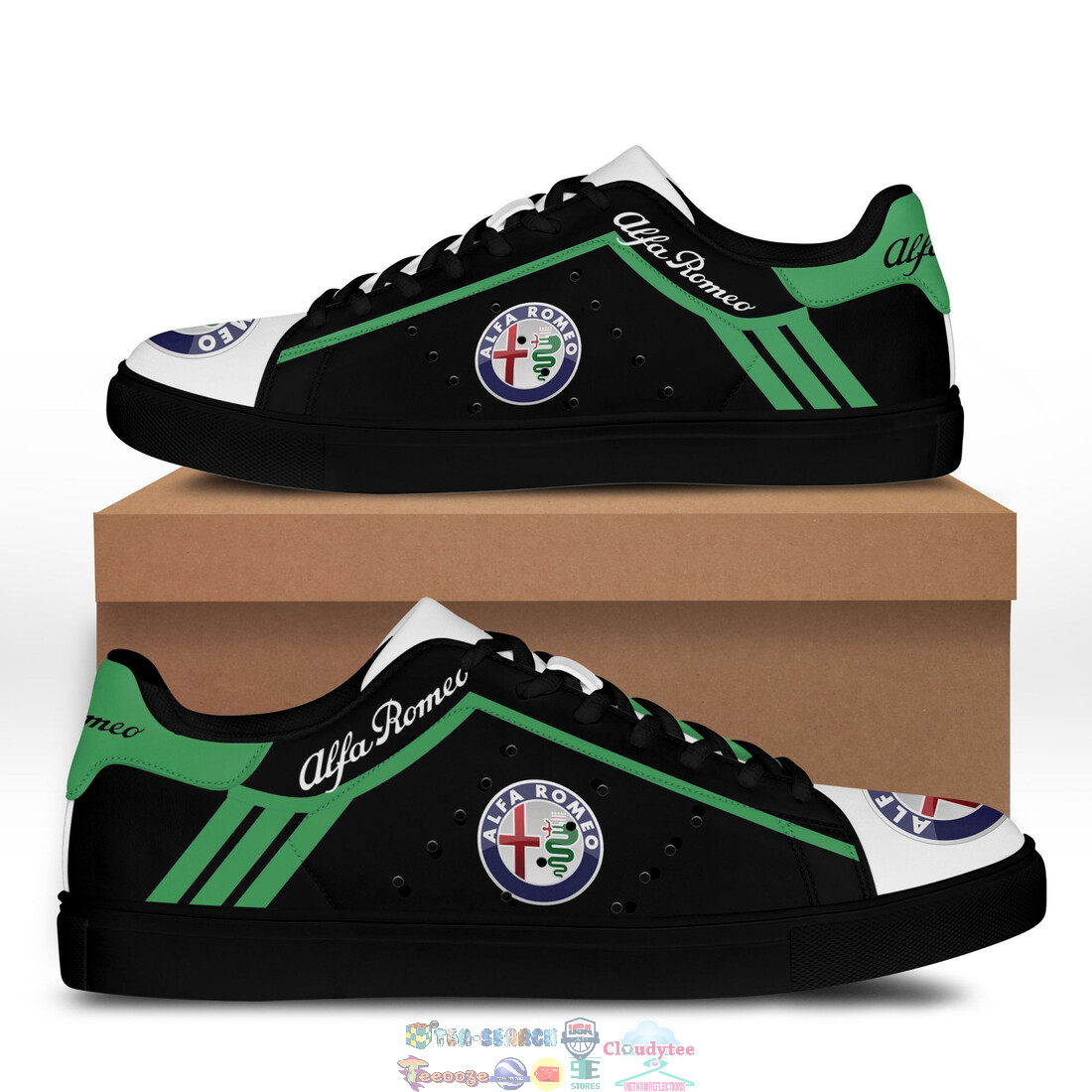 Alfa Romeo Green Black Stan Smith Low Top Shoes – Saleoff