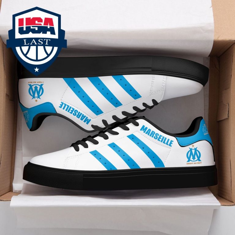 Olympique Marseille Auqa Blue Stripes Stan Smith Low Top Shoes - Heroine
