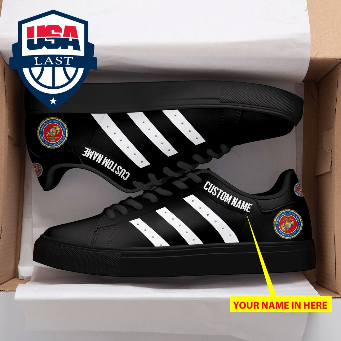 Personalized US Marine Corps White Stripes Style 2 Stan Smith Low Top Shoes – Saleoff
