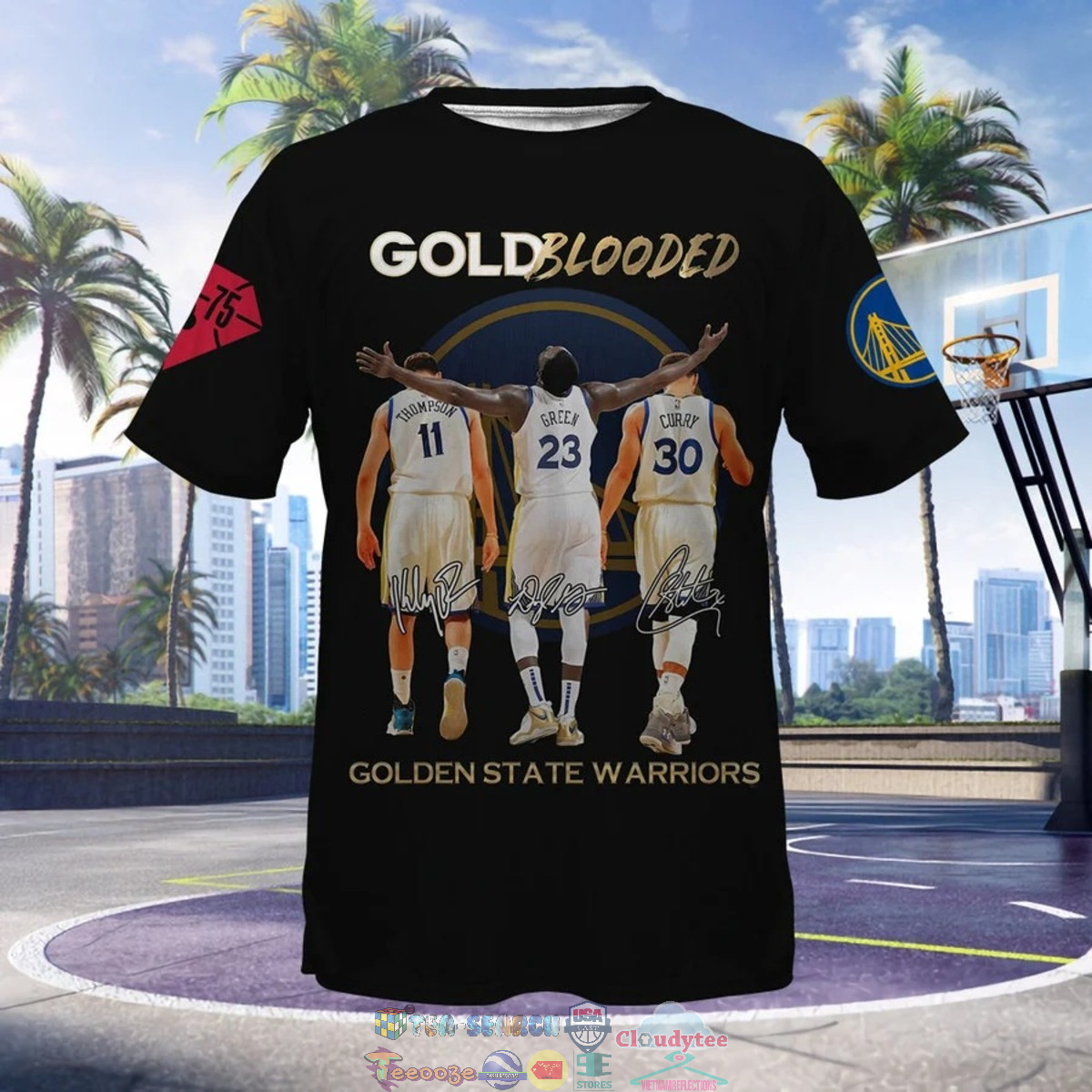 Gold Blooded Golden State Warriors Signatures Black 3D Shirt – Saleoff
