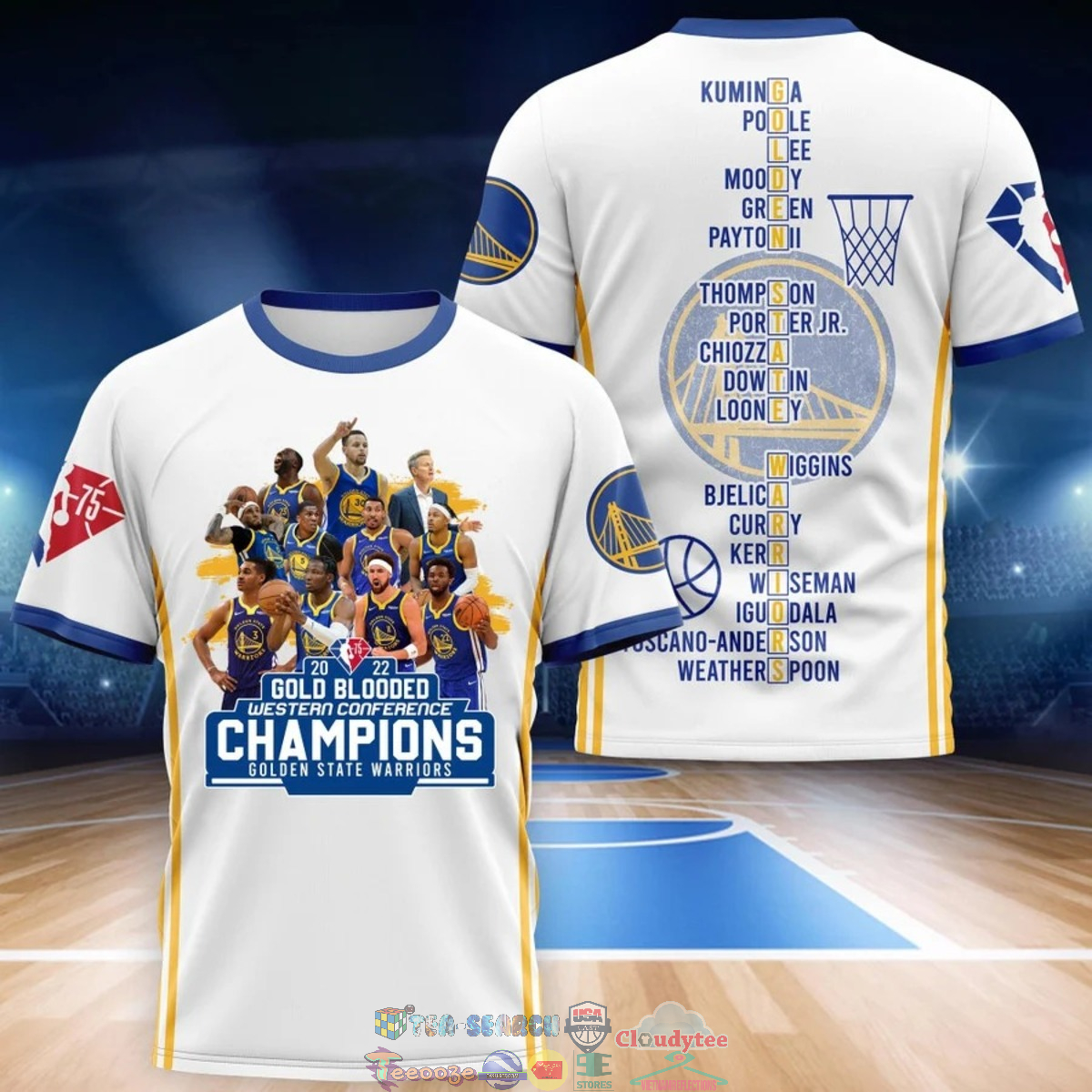 2022 Gold Blooded Western Conference Champions Golden State Warriors White 3D Shirt – Saleoff
