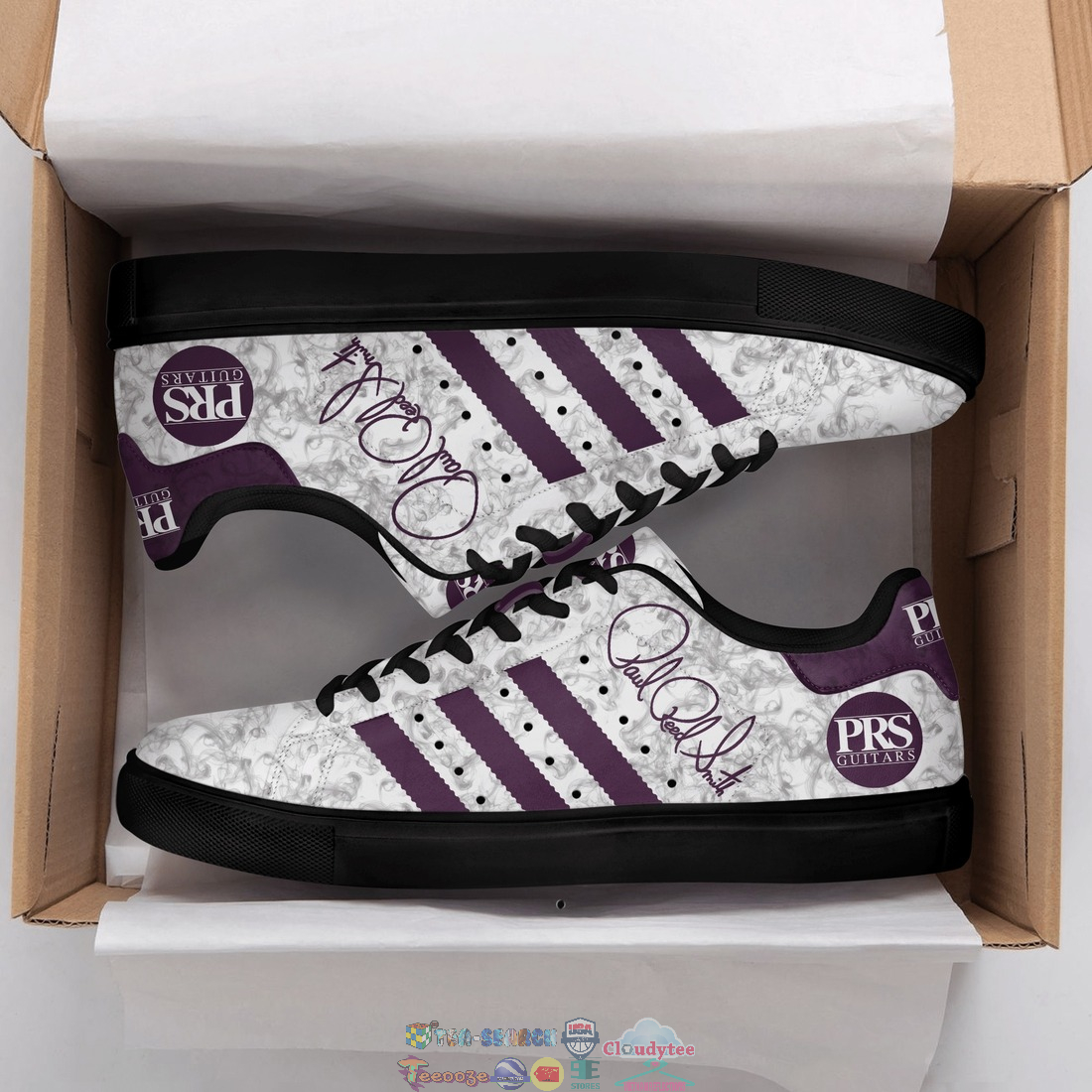 PRS Guitars Purple Stripes Style 2 Stan Smith Low Top Shoes – Saleoff
