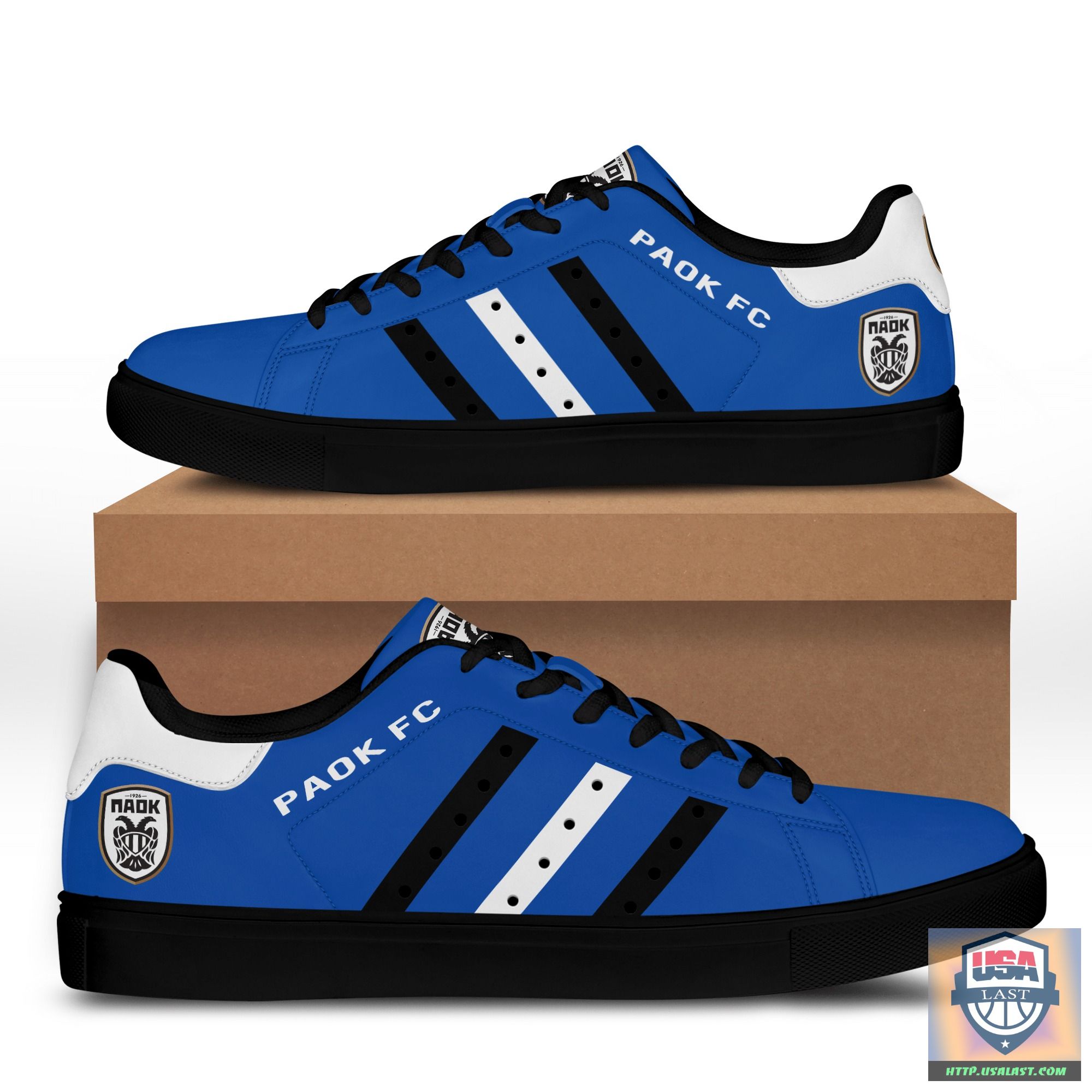 Paok FC Stan Smith Blue Shoes – Black White Line – Usalast
