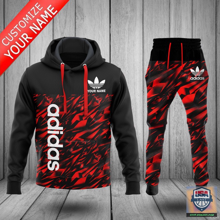 Adidas Red Abstract Personalized Hoodie Jogger Pants 69 – Usalast