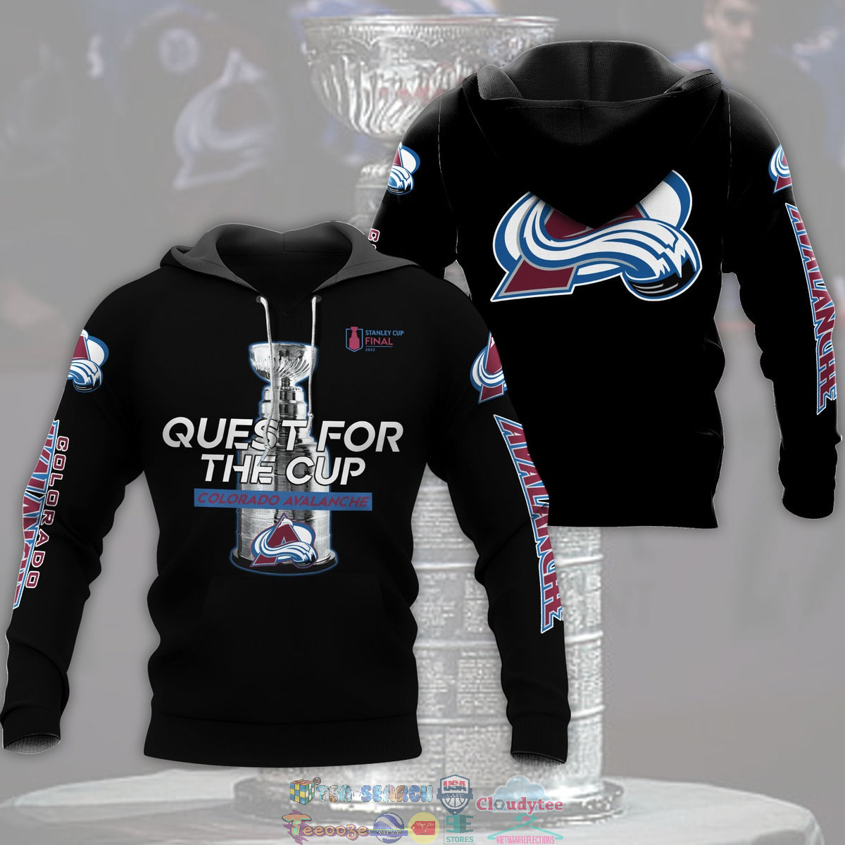 Quest For The Cup Colorado Avalanche Black 3D hoodie and t-shirt – Saleoff