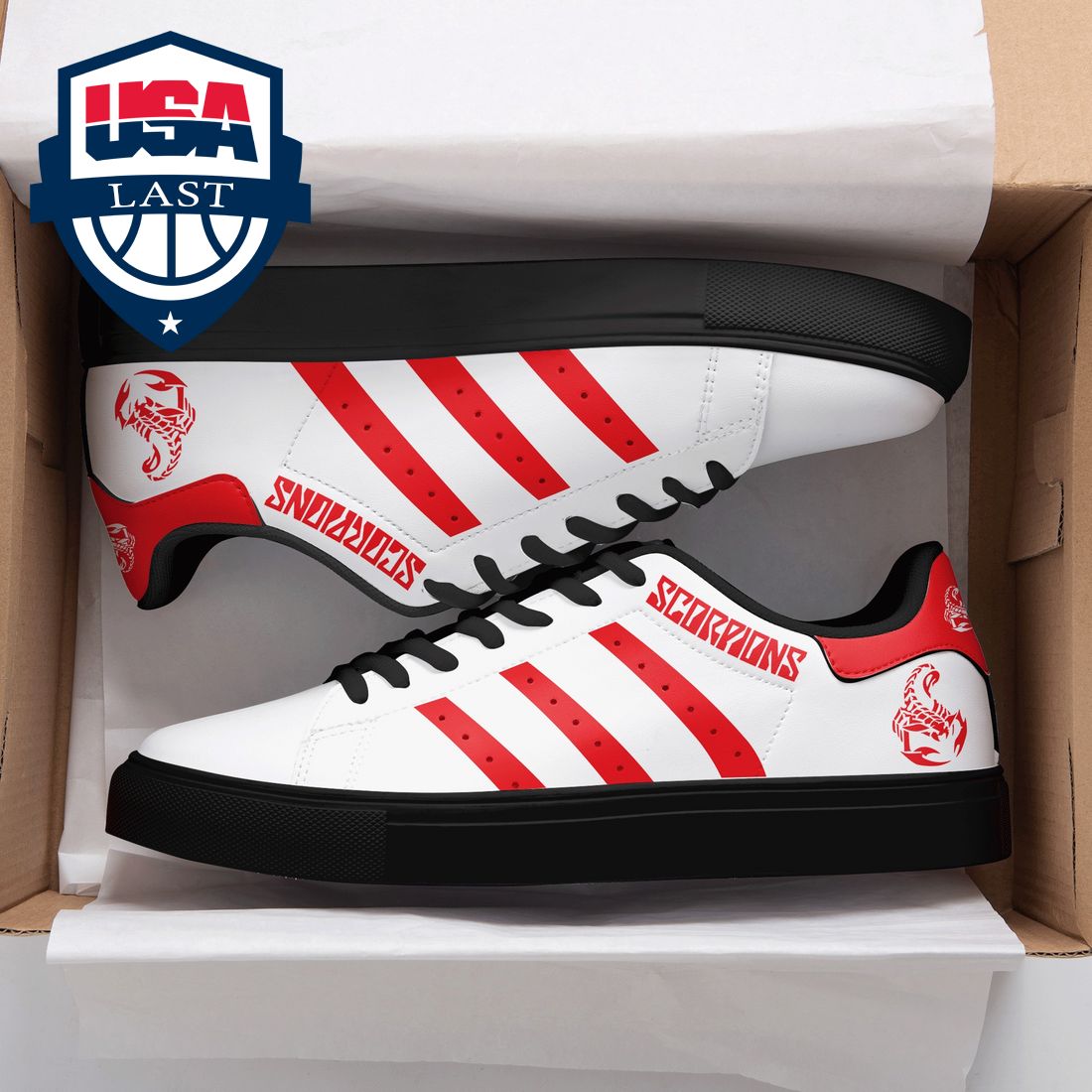 Scorpions Red Stripes Stan Smith Low Top Shoes – Saleoff