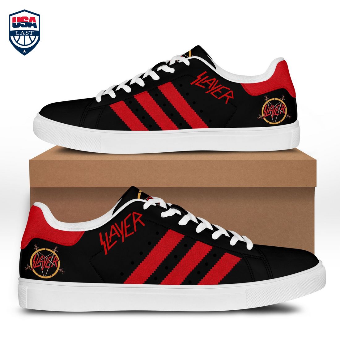 Slayer Red Stripes Stan Smith Low Top Shoes – Saleoff