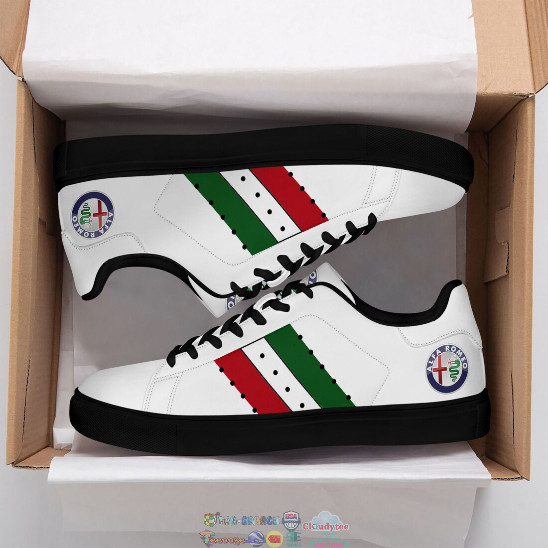 Alfa Romeo Green White Red Stripes Style 6 Stan Smith Low Top Shoes – Saleoff