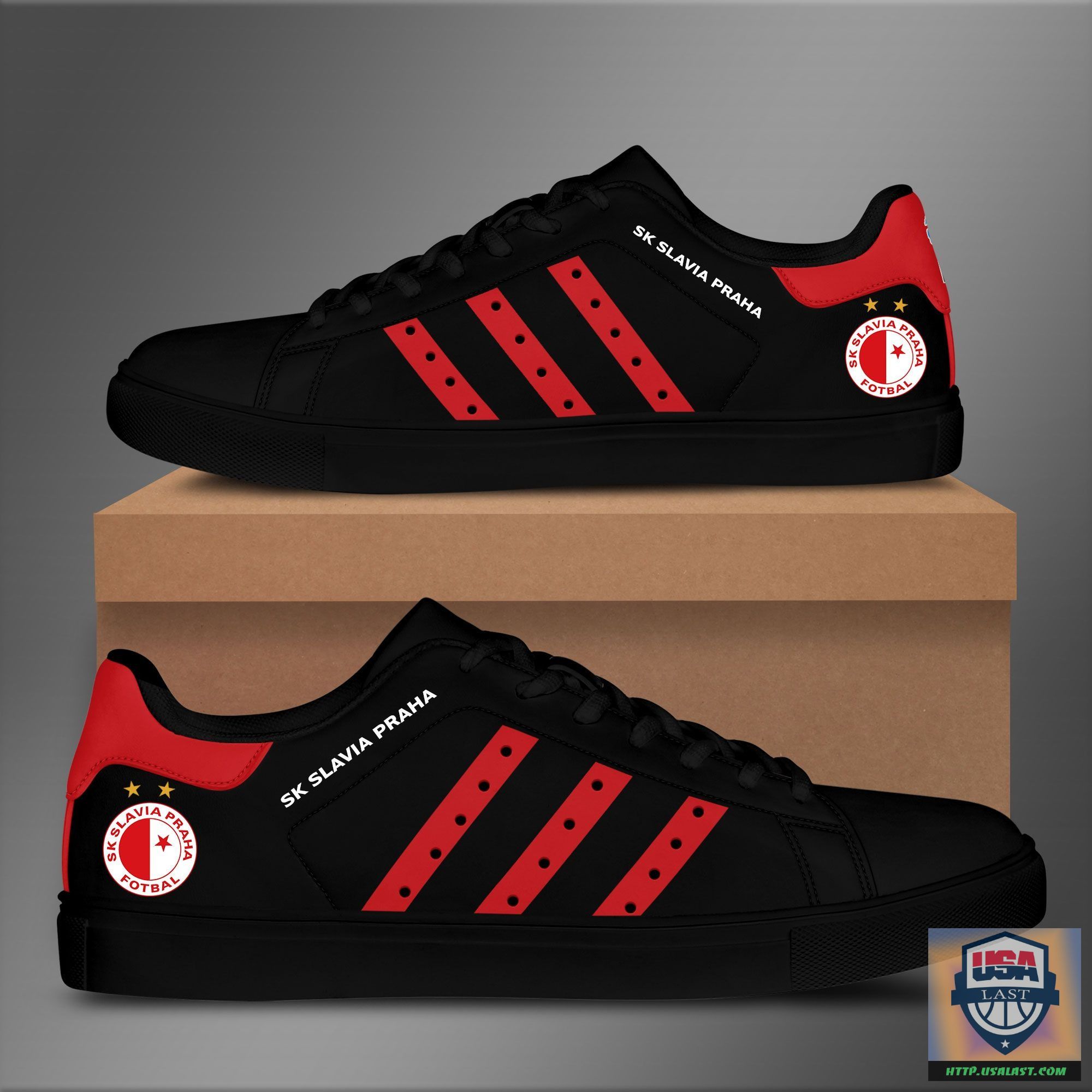 SK Slavia Prague Black Stan Smith Shoes – Red Stripes – Usalast