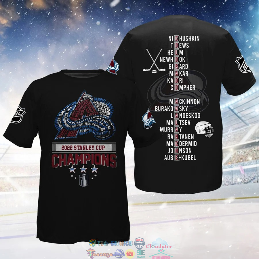 Colorado Avalanche Logo Names Stanley Cup Champions 3D Shirt – Saleoff