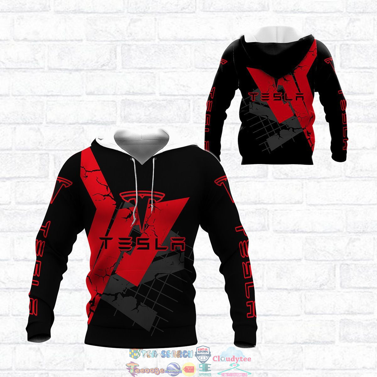 Tesla Red ver 3 3D hoodie and t-shirt- Saleoff