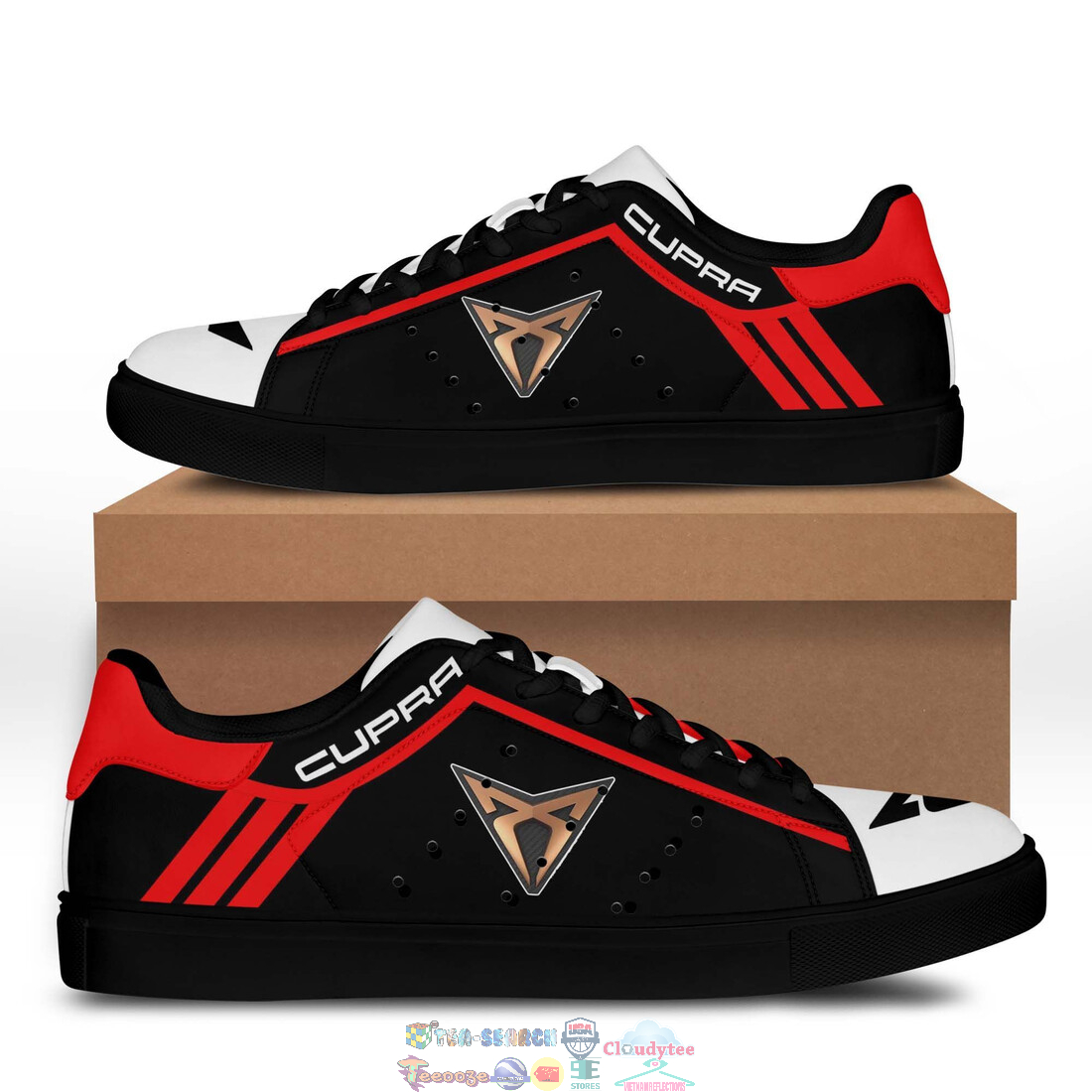 Cupra Red Black Stan Smith Low Top Shoes – Saleoff