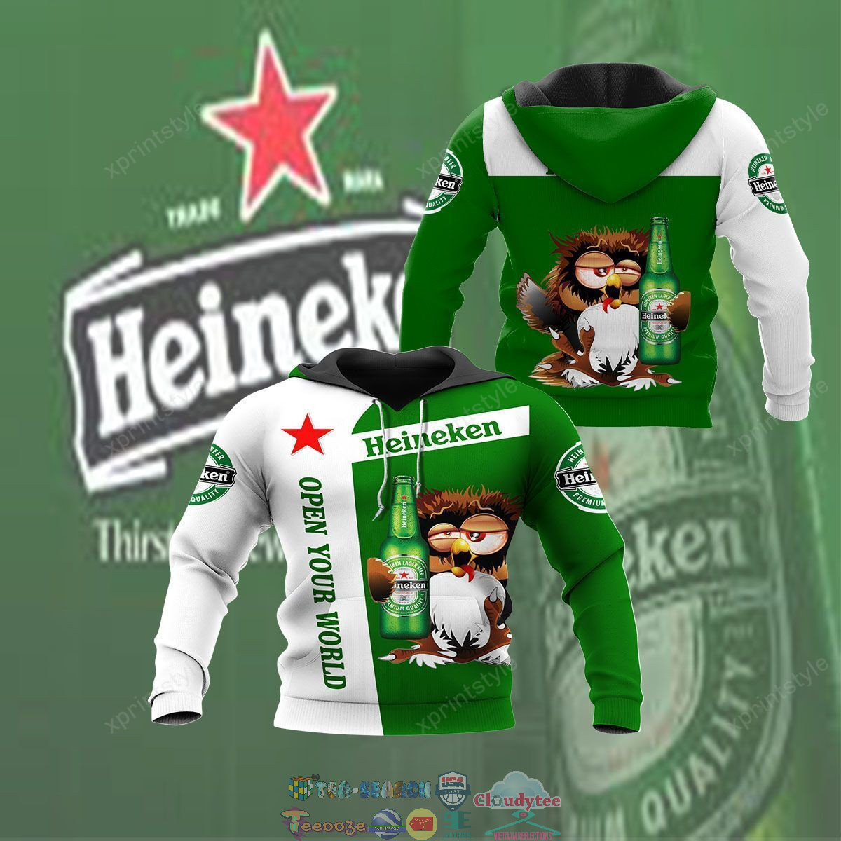 Owl Drink Heineken Open Your World 3D hoodie and t-shirt – Saleoff