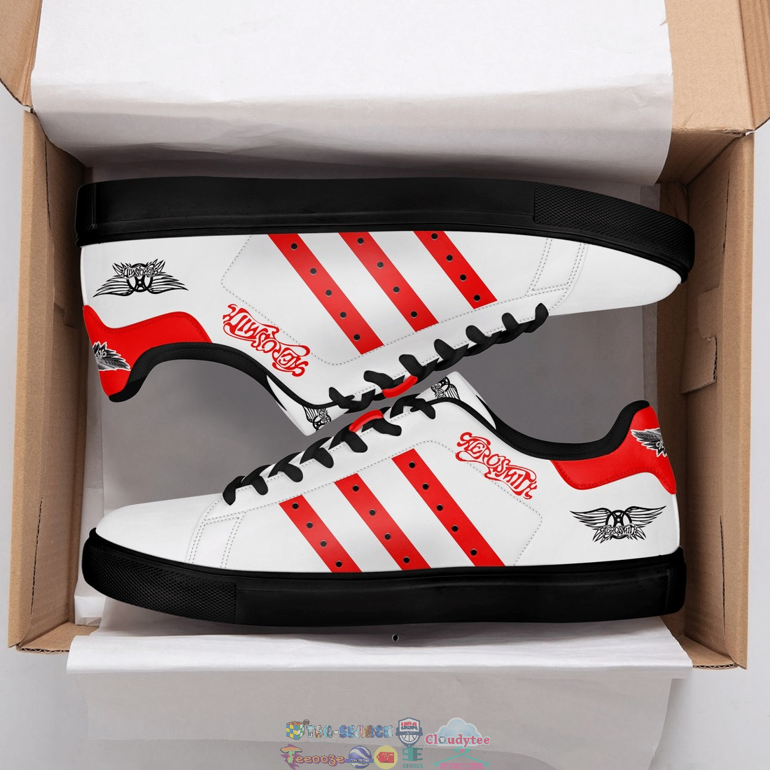 Aerosmith Red Stripes Stan Smith Low Top Shoes – Saleoff