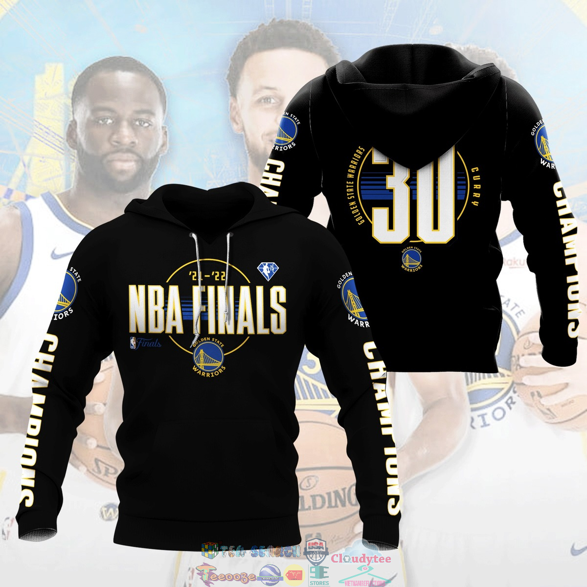 21-22 NBA Finals Golden State Warriors Curry 30 Black 3D hoodie and t-shirt – Saleoff