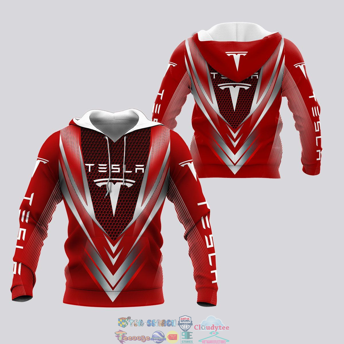 Tesla Red ver 4 3D hoodie and t-shirt- Saleoff