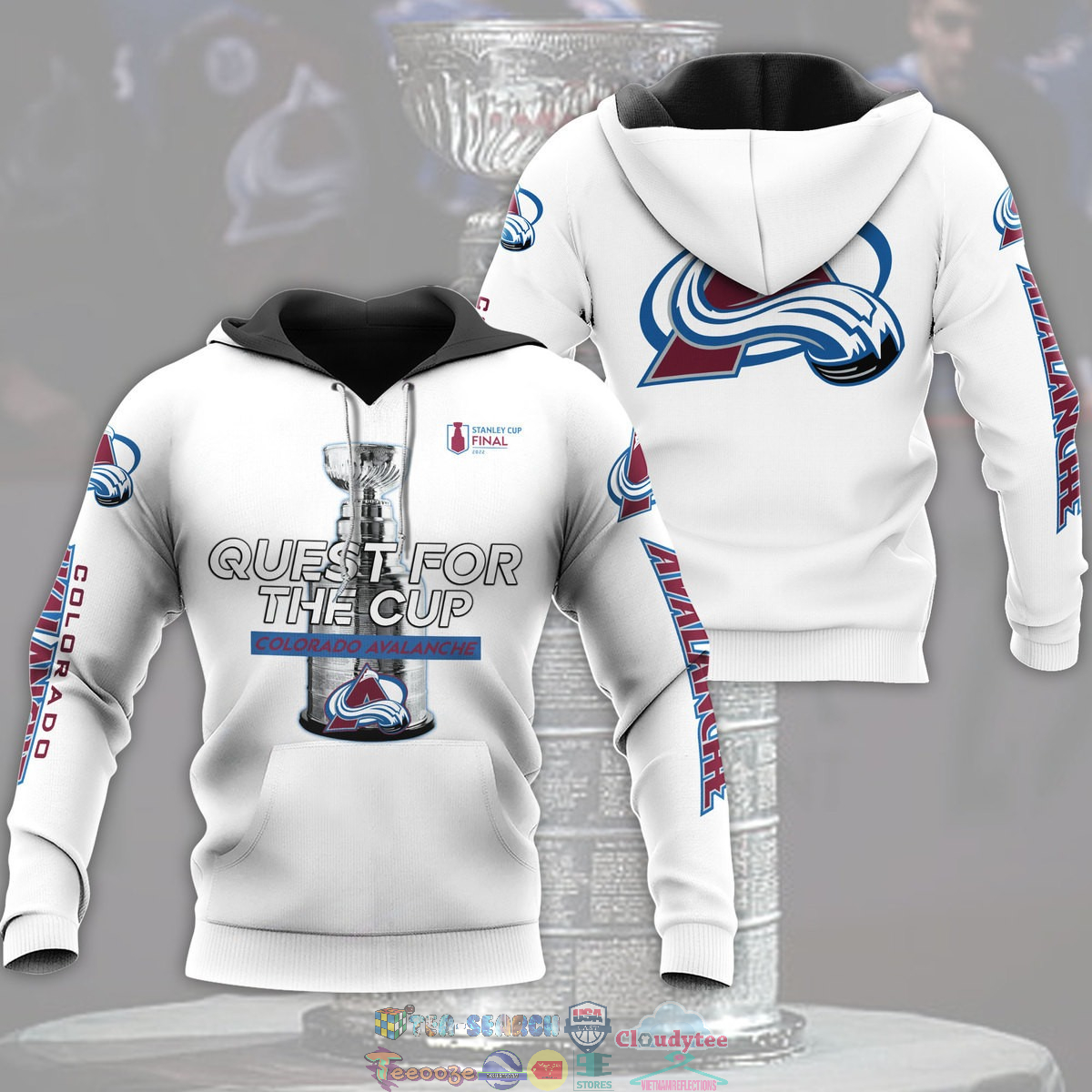 Quest For The Cup Colorado Avalanche White 3D hoodie and t-shirt – Saleoff