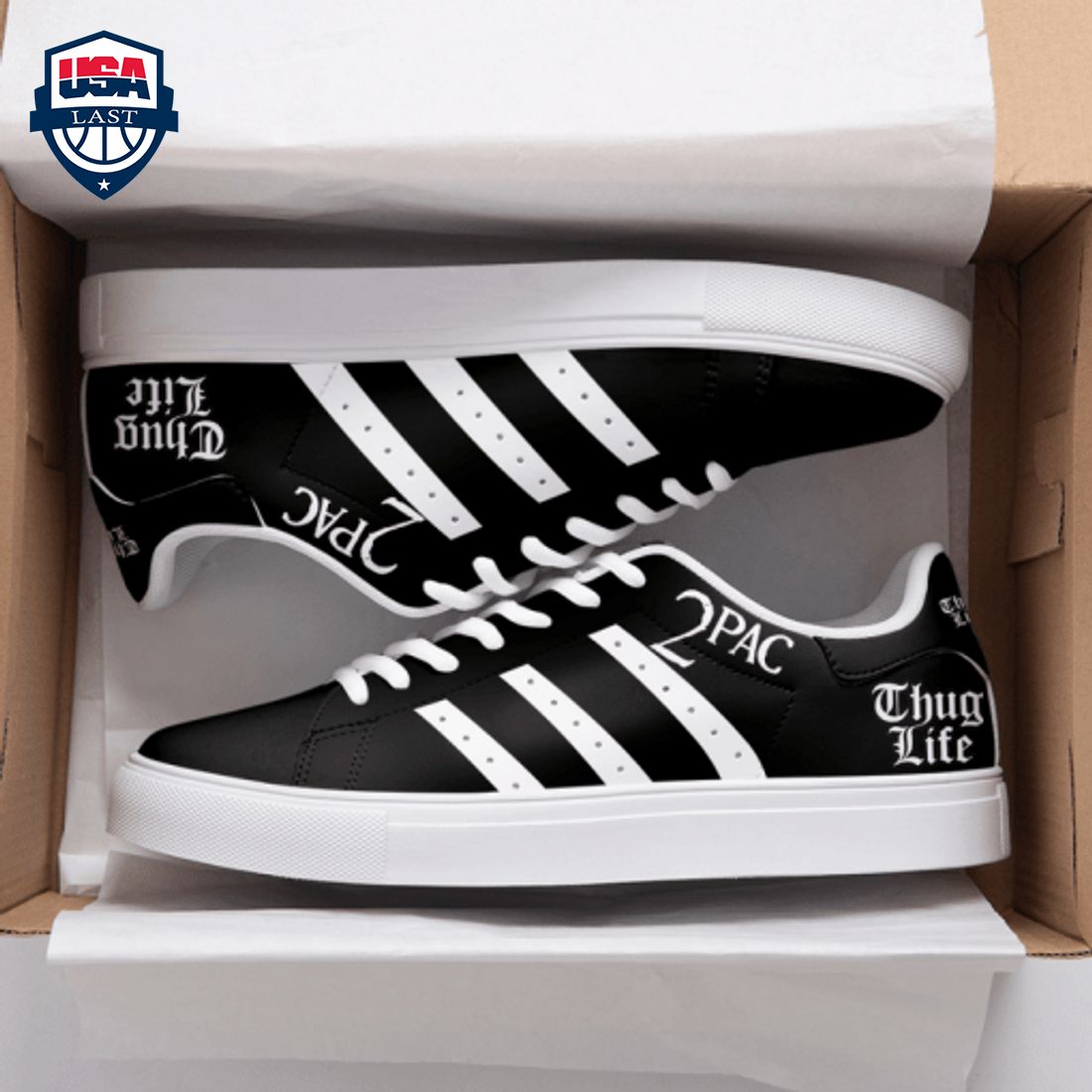 2Pac Thug Life White Stripes Stan Smith Low Top Shoes – Saleoff