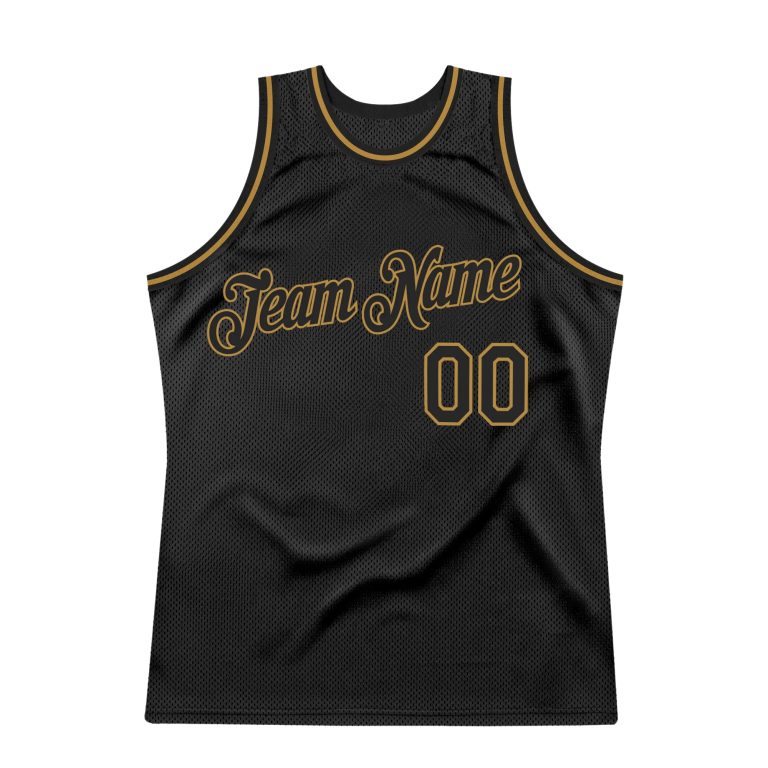 Black-Old Gold Authentic Throwback Basketball Jersey 2