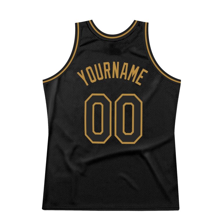 Black-Old Gold Authentic Throwback Basketball Jersey 3