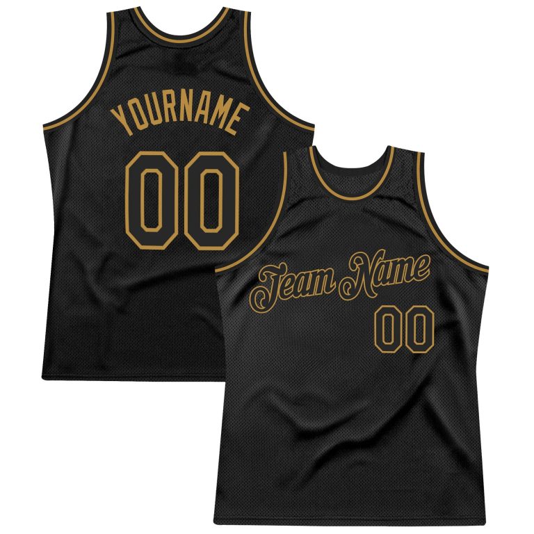 Black-Old Gold Authentic Throwback Basketball Jersey 1