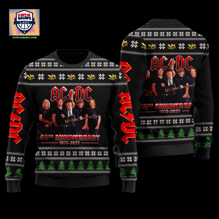 AC/DC Band Black 3D Faux Wool Ugly Sweater – Usalast